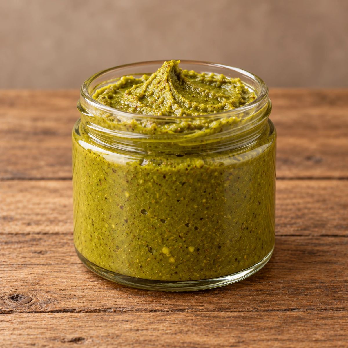 Glass jar of pistachio paste